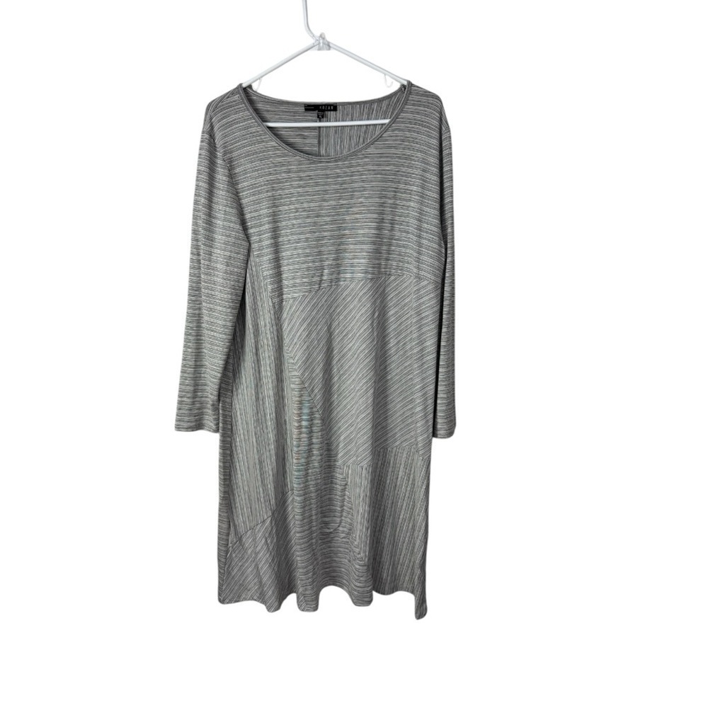 Kozan Gray Striped Knit Long Sleeve Sheath Dress XL